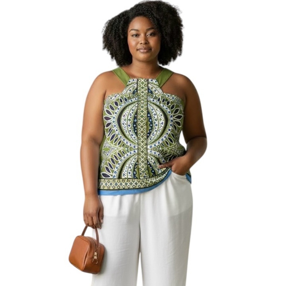 Banana‎ Republic Silk Print Blouse XL Boho